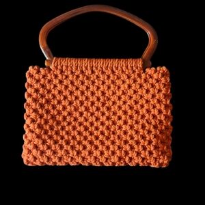 Handcrafted Orange Knit Bag